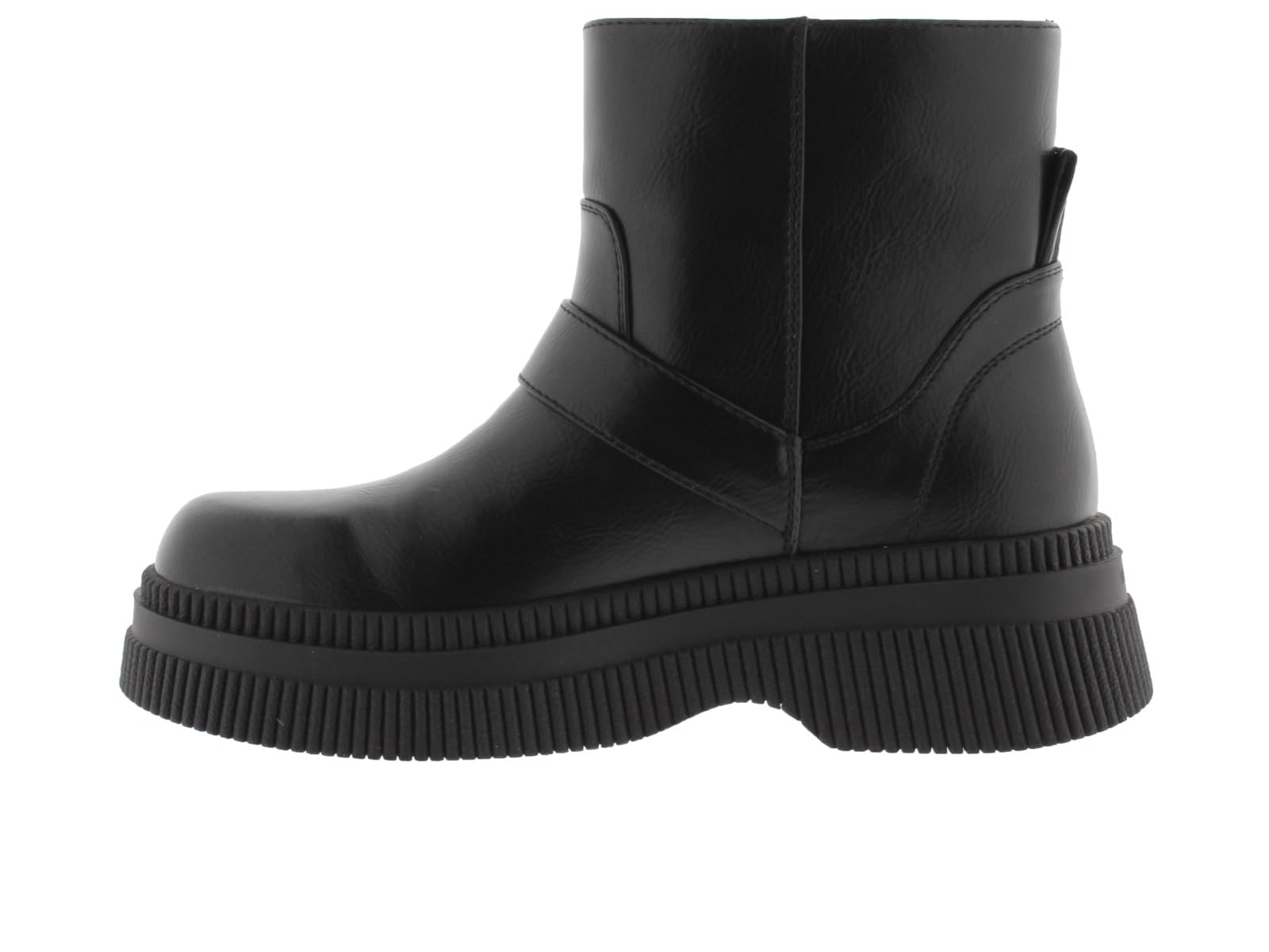 victoria Botines Dublín Efecto Piel Negro Monocromo & Suela Gruesa & Correa 1301105 para Mujer