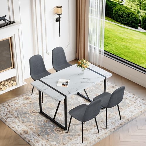 55" Dining Table Set for 4, 5 Piece Modern Dining