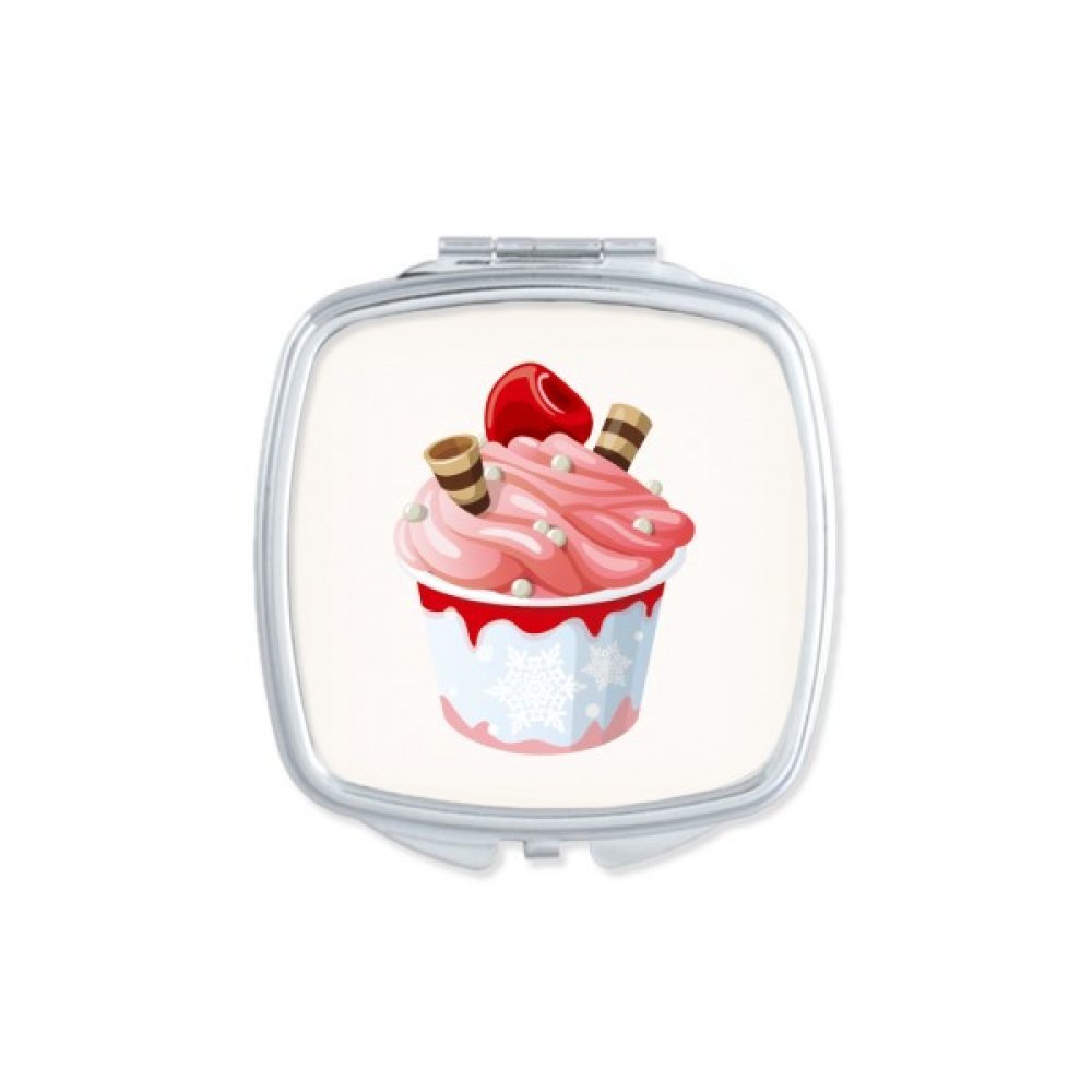 Miroir de poche mignon crème glacée cerise rose pour maquillage rapide dehors