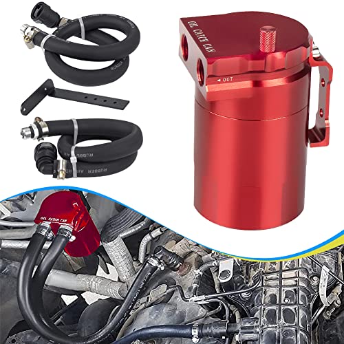 Image of JDMON Oil Catch Can, Passenger Side Oil Separator Compatible with Ford F150 2.7EB 3.5EB 5.0L Passenger Side 2011-2021, Expedition 3.5L EcoBoost 2018-2021, Raptor 3.5L Ecoboost 2017-2021, 350ml Red