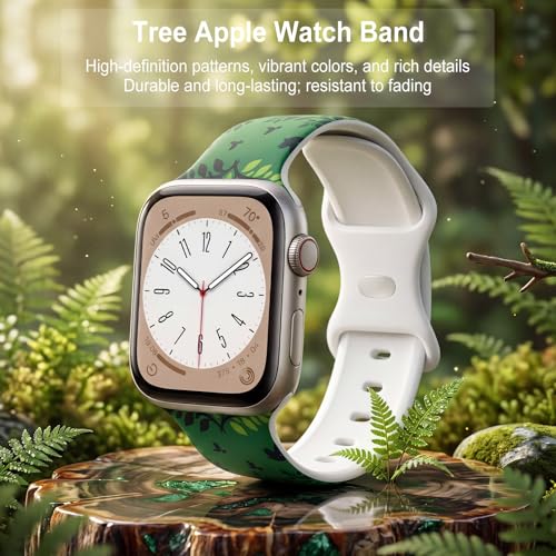 Image of Floral Band Compatible with Apple Watch Bands for Women 40mm 42mm 41mm 38mm 44mm 45mm 46mm 49mm, Cute Pattern Flower Soft Silicone Sport Strap for iWatch Series Ultra 11 10 SE 9 8 7 6 5 4 3 2