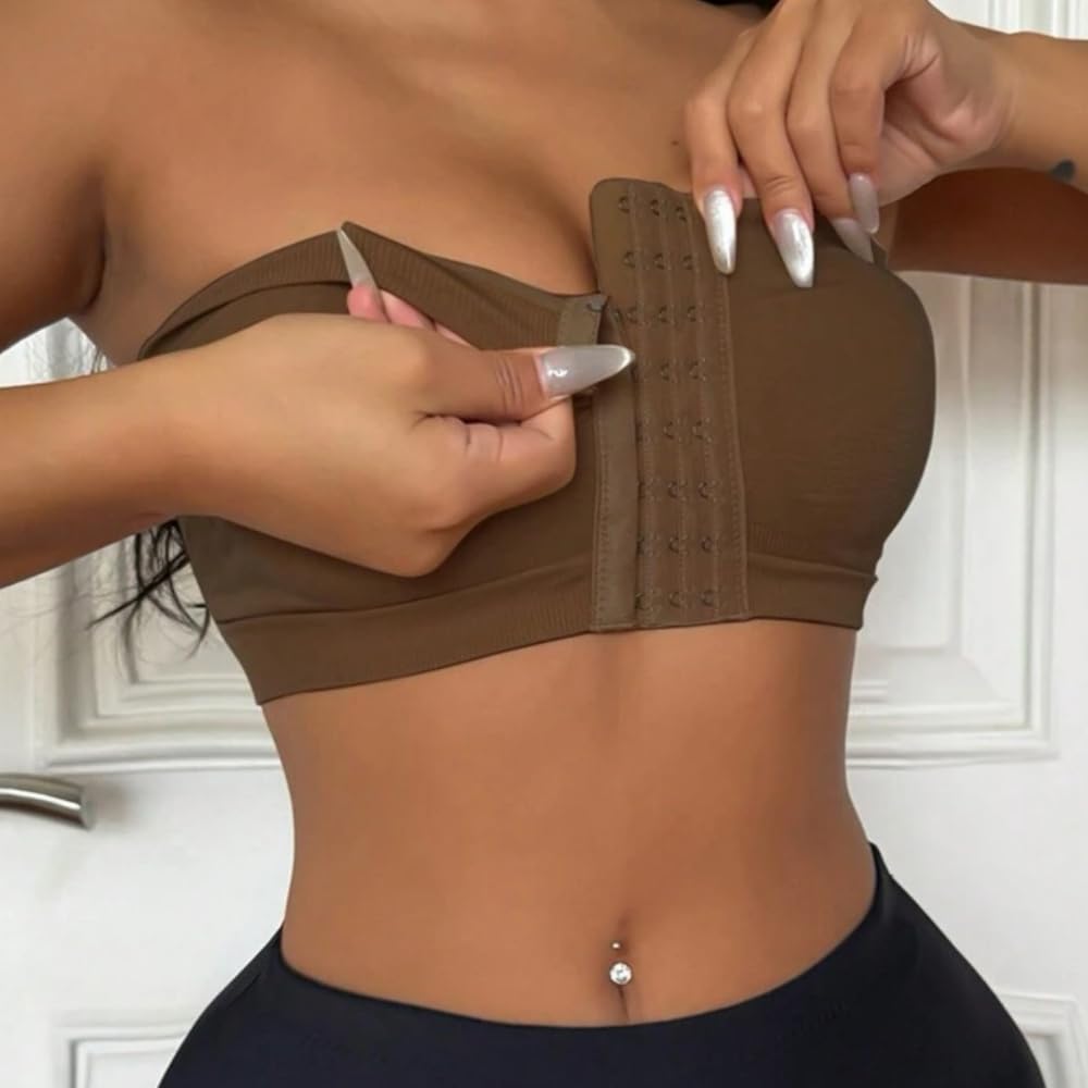 Nesca Moda Women’s Sports Non Padded Bra, Front Closure, Strapless Bra-Size- L (Brown)-STK344 Nesca Moda Women’s Sports Non Padded Bra, Front Closure, Strapless Bra-Size- L (Brown)-STK344