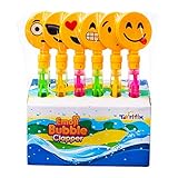 12 Pack Giant Bubble Wands Emoji Party Favor Toys - Bulk Bubbles Party Favors Clapper Toys for Kids