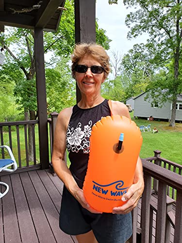 New Wave Swim Bubble For Open Water Swimmers And Triathletes - Be Bright, Be Seen & Be Safer With New Wave While Swimming Outdoors With This Safety Swim Buoy Tow Float (Orange) #TOP3