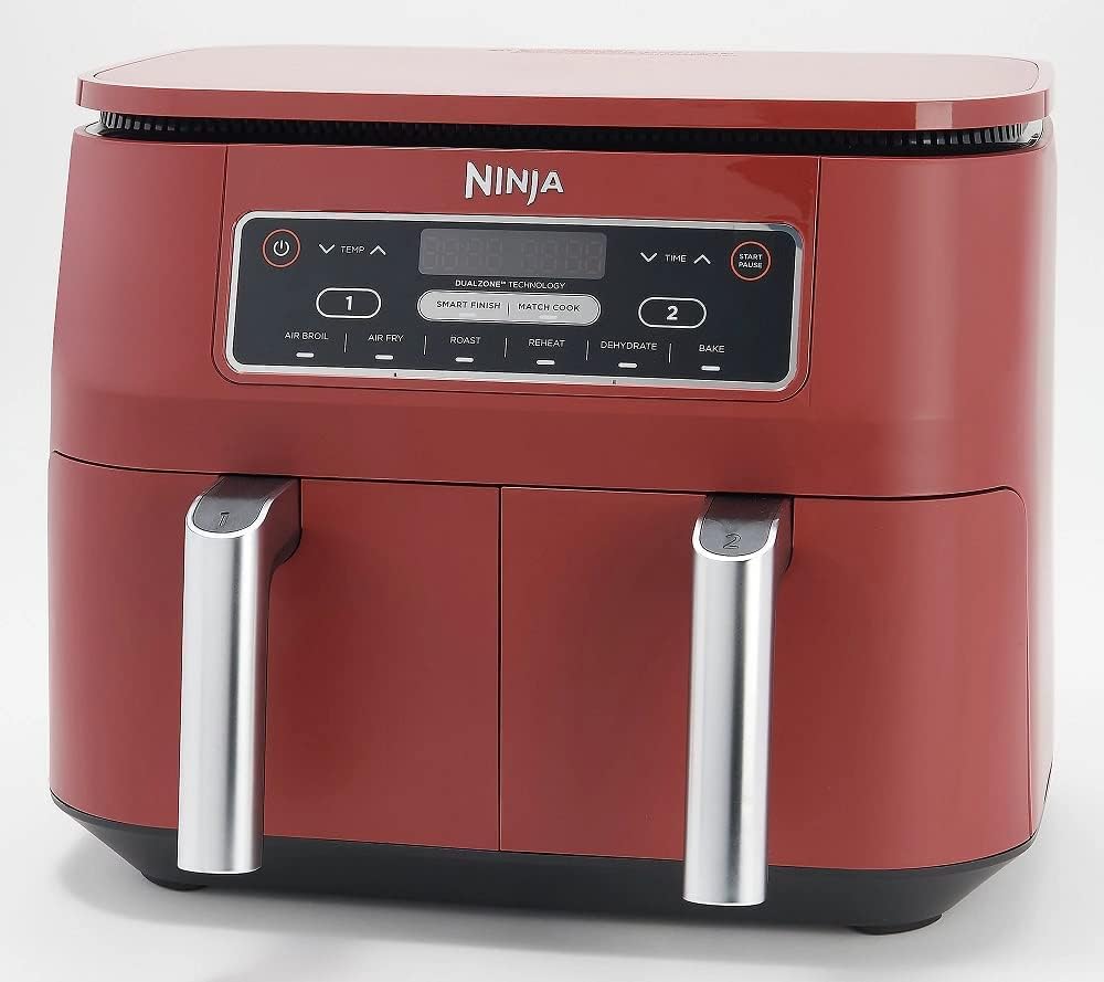 Ninja DZ201 Foodi 6-in-1 2-Basket Air Fryer with DualZone Technology, 8-Quart Capacity – cinnamon/Red-(Renewed) Ninja DZ201 Foodi 6-in-1 2-Basket Air Fryer with DualZone Technology, 8-Quart Capacity – cinnamon/Red-(Renewed)