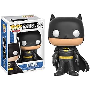 Funko Batman [Classic Black Suit]: DC Universe x POP! Heroes Vinyl Figure & 1 POP! Compatible PET Plastic Graphical Protector Bundle [#144/11496 – B]