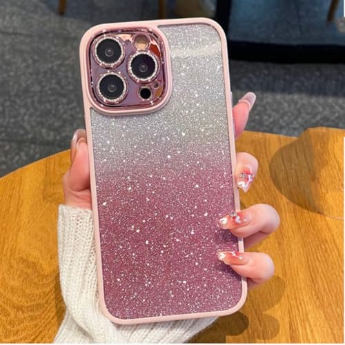 Coque iPhone 16 Plus antichoc rose avec protection d'objectif pailletée