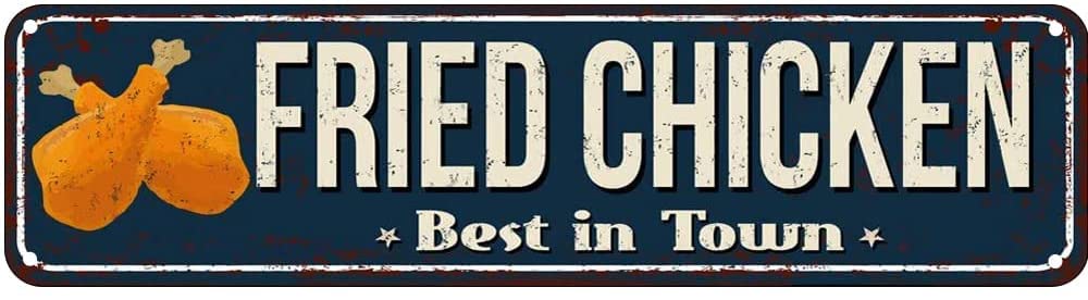 Fried Chicken Retro Tin Signs Aluminum Metal Sign for Kitchen Home Garden Wall Bar Cafe Decor 4x16 Inch