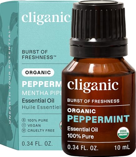 Cliganic Organic Peppermint Essential Oil, 100% Pure Natural Undiluted, for Aromatherapy | Non-GMO...