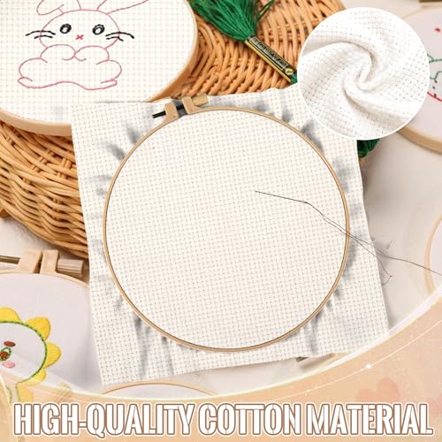 Image of 8 Sheets 8 Colors Aida Cloth 14 Count Cross Stitch Fabric, Pre-Cut Squares Fabric for Craft Embroidery, Handmade Needlework, DIY Handicrafts (Natural, 5.9x5.9 Inch)