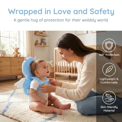 Image of Baby Head Protector Backpack - Soft & Lightweight Head Protection Pillow for Bebe Walking and Crawling(Elf)