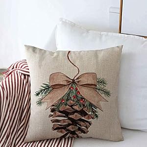 Decoraive Throw Pillow Covers Green Pinecone Watercolor Christmas Candles Holidays Sackcloth Red Xmas Berry Bow Branch Celebration Cushion Case Cotton Linen for Sofa Couch, 16 x 16 Inches Decoraive Throw Pillow Covers Green Pinecone Watercolor Christmas Candles Holidays Sackcloth Red Xmas Berry Bow Branch Celebration Cushion Case Cotton Linen for Sofa Couch 16 x 16 Inches