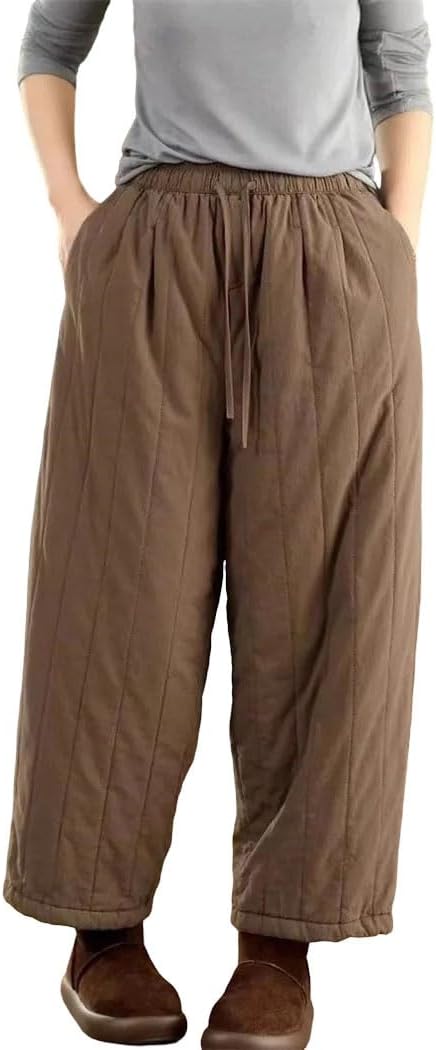Women's Winter Padded Pants Casual Elastic Waist Thickened Thermal Insulated Trousers for Everyday Warmth