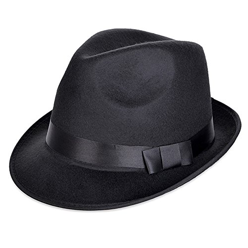 VBIGER Fedora Hats Bowler Hat Gangster Porkpie Derby Hats (Black)