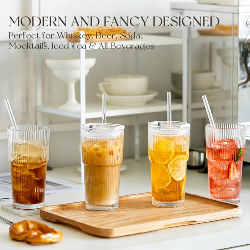 KEMORELA Vintage Ribbed Glass Tumbler