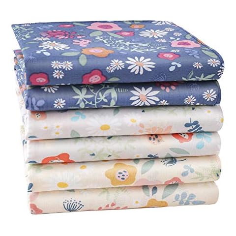 Houlife Floral Pattern Handkerchiefs Ladies 100% 60S Cotton Colorful Flower Print Hankies for Womens Girls Students, 6/12 Pieces, 34x34cm Cover
