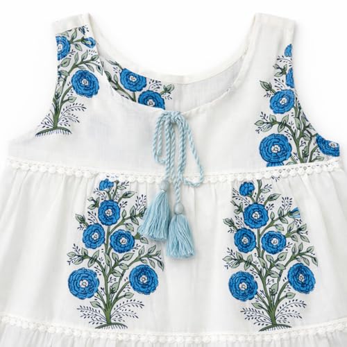 Image of The Magic Wand Kids Girls Casual Dresses, Knee Length Singlet Strap Fit & Flared Cotton Once Piece Stylish Frocks fo rBeach Summer Season Vacation
