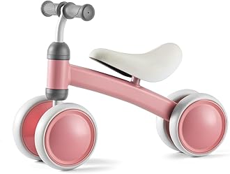 Baby Balance Bike for 1 Year Old Boys Girls, First Birthday Gift, 12-24 Months Toddler Bike, Toddler Balance Bike with 4 Silent Wheels, 1 Year Old Toys, Ride-on Toys, Children Walker No Pedal, Pink