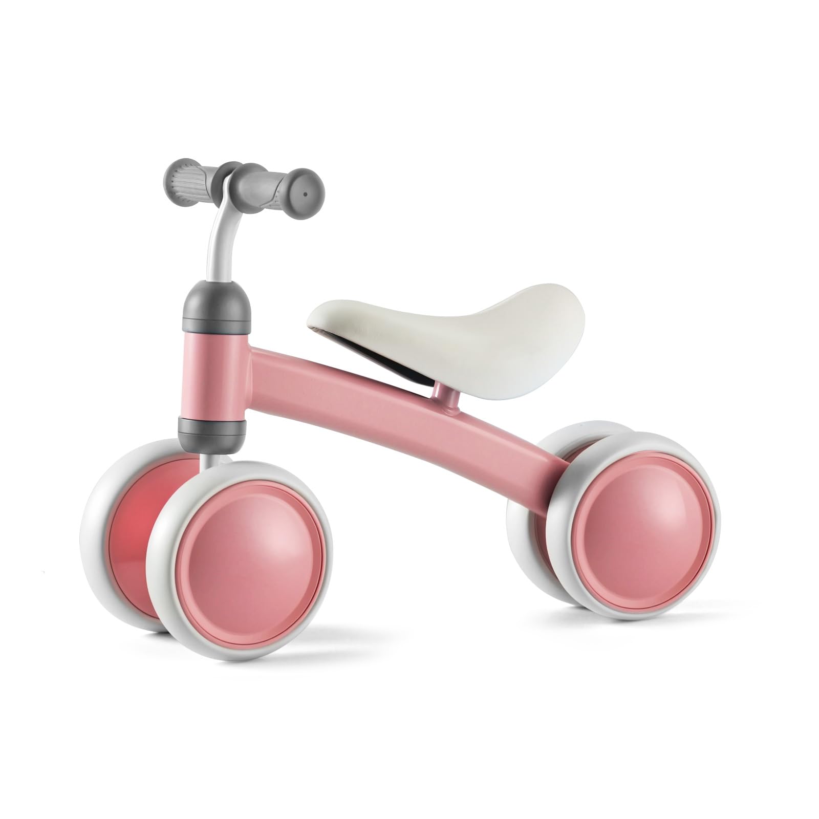 Baby Balance Bike for 1 Year Old Boys Girls, First Birthday Gift, 12-24 Months Toddler Bike, Toddler Balance Bike with 4 Silent Wheels, 1 Year Old Toys, Ride-on Toys, Children Walker No Pedal, Pink