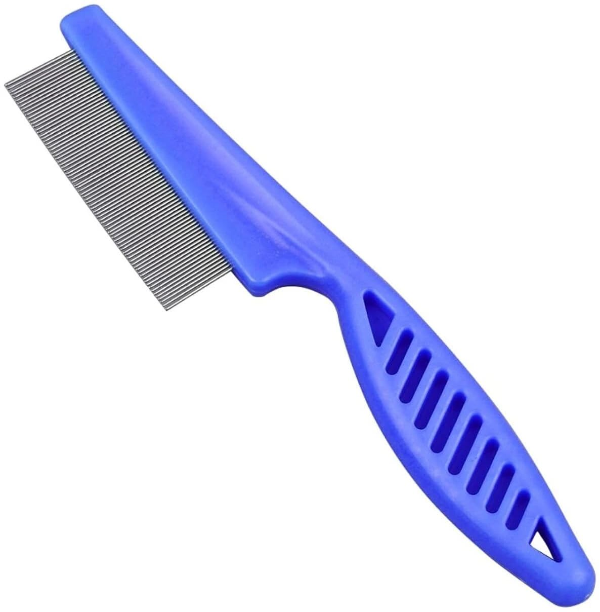 PETJOY Flea Comb for Dogs & Cats | Stainless Steel Fine Tooth Grooming Dog Comb for Fleas, Ticks, Lice, Eggs & Dirt Removal | Anti Slip Handle | Suitable for All Coat Types (Color May Vary)