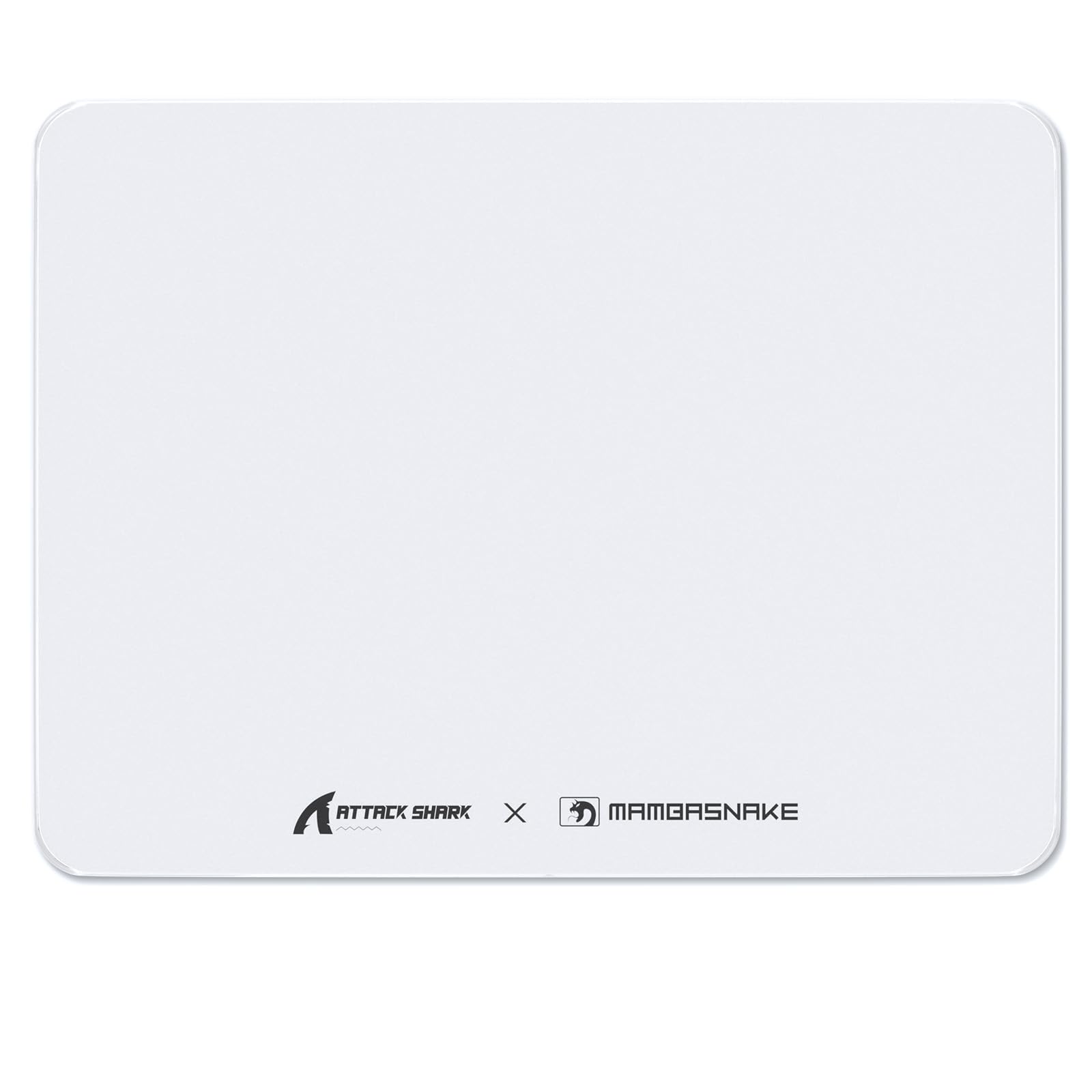 ATTACK SHARK CM05SE Tappetino Per Mouse In Vetro Temperato, Durezza 9H Anti-Graffi, Superficie Ultra-Liscia Incisa Nano, Base PU Antiscivolo, Alta Precisione, Movimento Veloce, 410×310×5mm - Bianco