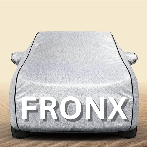 Image of 100% Waterproof Fronx Car Cover Heavy Duty - Premium Polyester Car Body Cover, All Weather Outdoor Protection, UV Resistant, Dustproof, Windproof, Heat Resistant, Scratch Resistant (Silver)