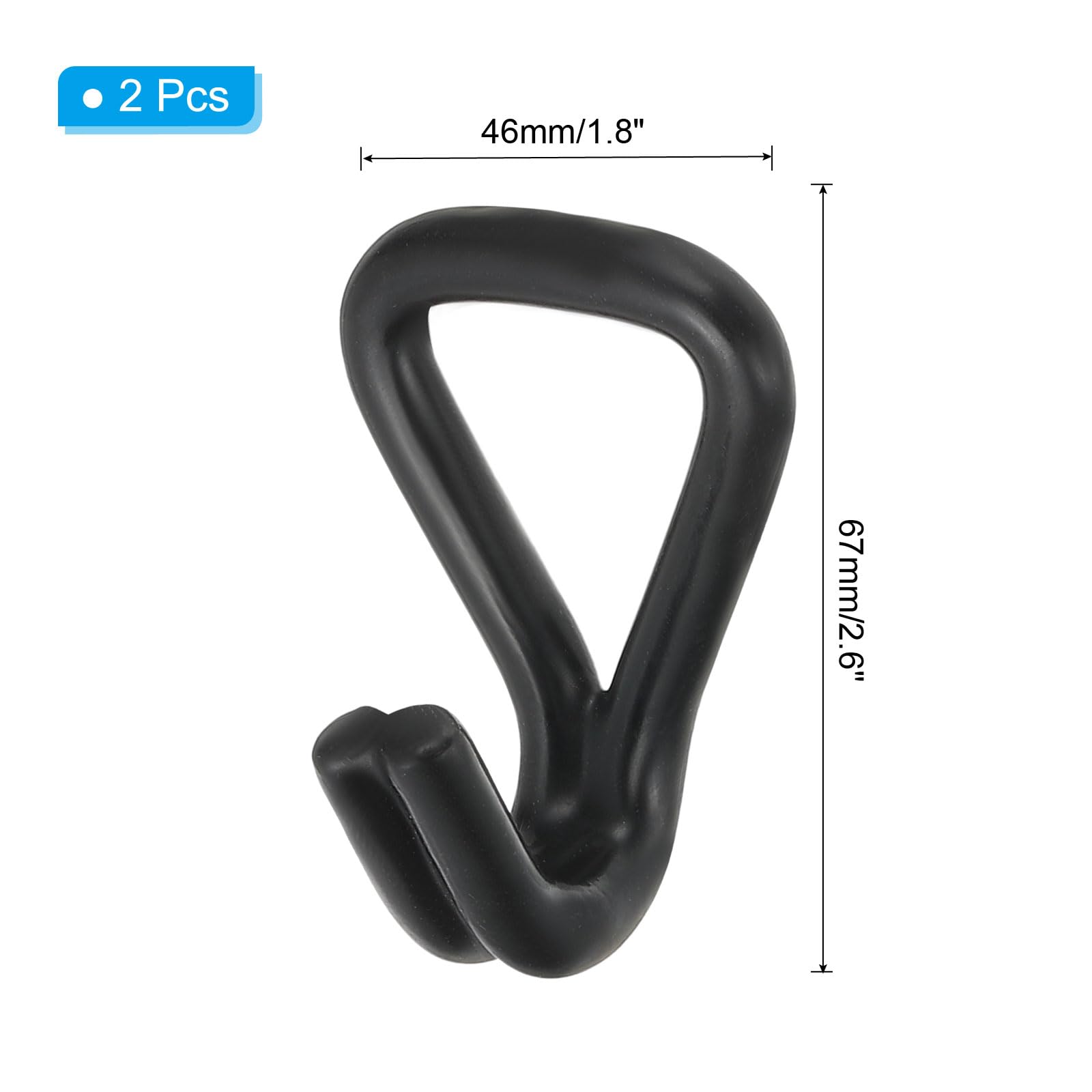 PATIKIL 2 Pack Ratchet Double J Hook Load 5511 LBS for 8.7mm Tie Down Strap Webbing on Car Truck Trailers Towing Strap, Black - Image 2