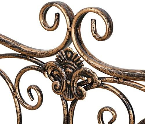 HLC Metal antique garden bench Outdoor Doubel Seat with Decorative Cast Iron Backrest