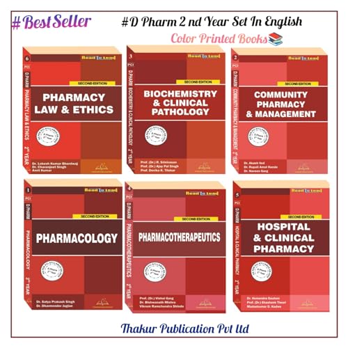 Image of D,Pharma 2nd Year in English Set Of 6 Books, Biochemistry & Clinical Path , Community Phacy & Mgnt , Hospital And Clinic , Pharmacology , Pharmacotherapeutics , Pharmacy Law (WITH NEW SYLLABUS 2023)