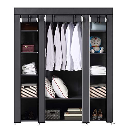 BRIAN & DANY Armario Plegable con Cierre de Cremallera, Ropa Organizador Closet portátil Guardarropa, Gris, 175x 150x 45 cm