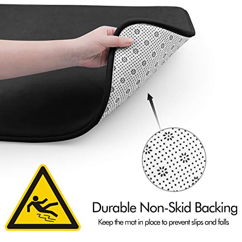 Feelso Memory Foam Bath Mat Set, Extra Soft 2 Piece Bathroom Rugs Non Slip And Absorbent Mats, 20X31 Inches Floor Mat, 20X20 Inches U-Shaped Contour Rug For Tub Shower & Bath Room,Black #TOP3