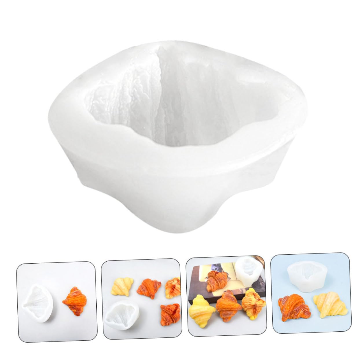 LIFKOME 5 Pièces Moule Silicone Croissant pour Bougies Parfumées Moule DIY Silicone Antiadhésif pour Décorations Fondant