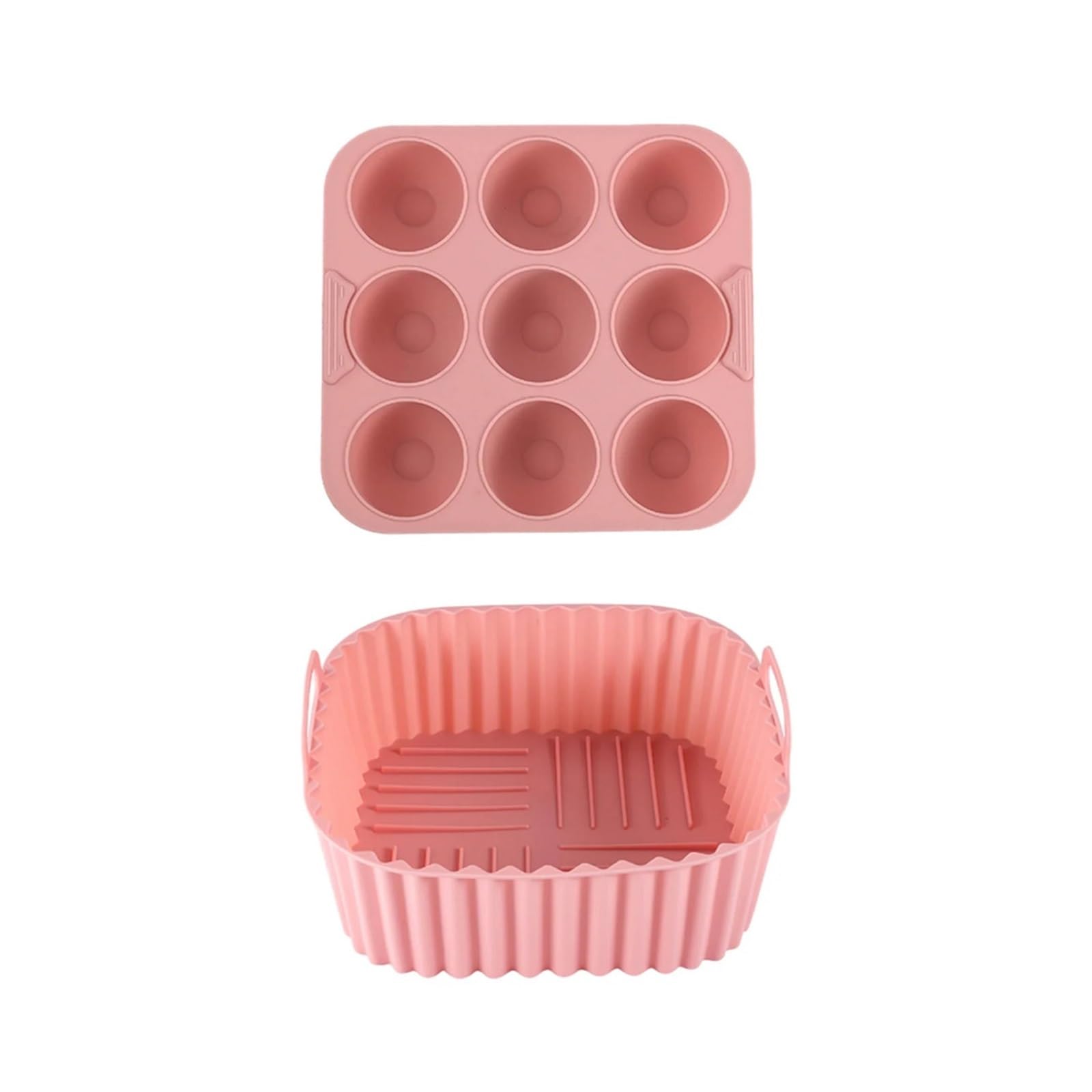 Revestimiento de silicona for freidora de aire de 2 piezas for hornear | Reutilizable, Antiadherente, Apto for Alimentos, Fácil de Limpiar(Pink)