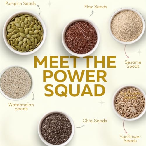 Image of Zucchero Roasted & Salted Seed Mix - 6 in 1 Super Crunchy Mix (400g) | Healthy Snack | Omega-3 | Hi-Protein | Hi-Fibre | Roasted Chia, Pumpkin, Sunflower, Watermelon, Sesame, Flax | Oil-Free Roasting| No preservatives |