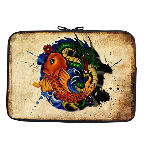 Image of Theskinmantra Fish vs Dragon Chain top Laptop Sleeve for Screen Size 13 /13.3 inches Any Brand Laptop /MacBook 13 inch.