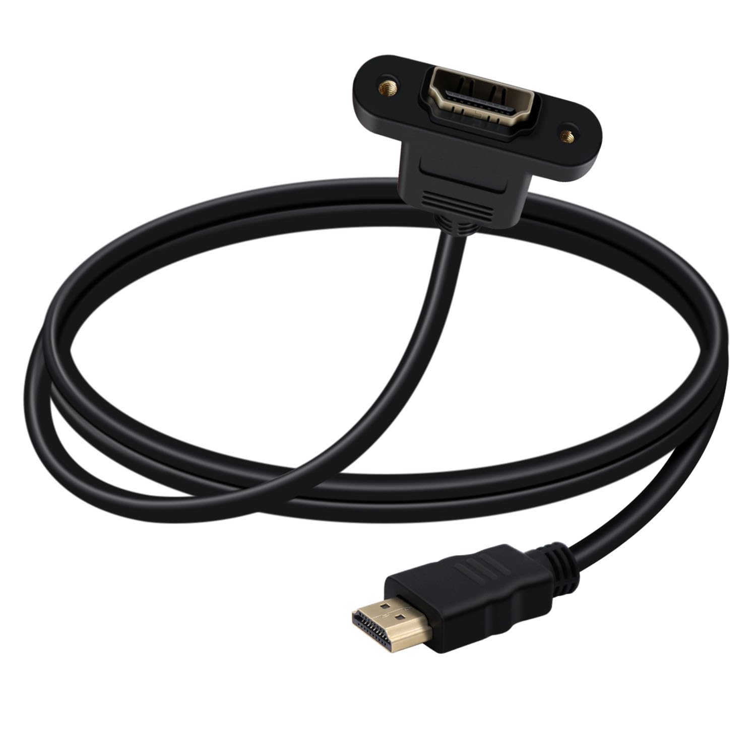 YINGAYOU HDMI Panel Mount HDMI Extension Cable 4K HDMI Short Extender with Screw Holes Panel Mounted, Apply to Blu Ray Players, HDTV, Xbox360, TV (1.5