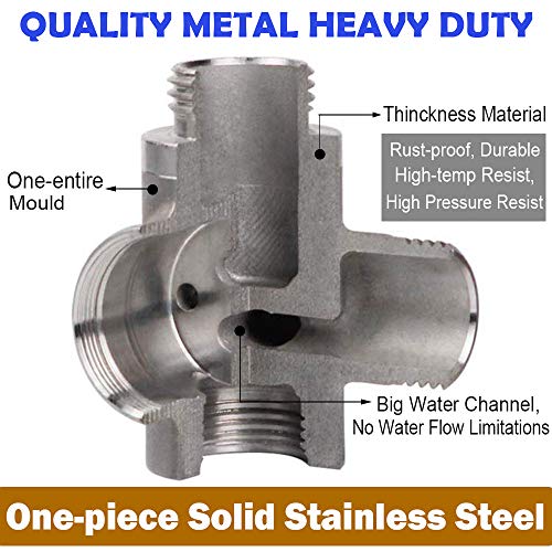 Stainless Steel Shower Arm Diverter 3 Way, G1/2 Universal Shower Head Diverter Valve for Hand Held Shower and Fixed Spray Head, Brushed Nickel