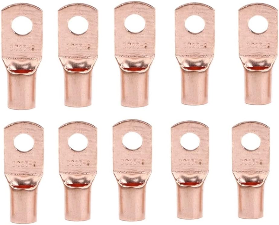 Generic 10/25/50/100pcs SC Type Wire Nose Terminal Copper Lug Ring Wire Connectors Bare Cable Electric Crimp Terminal SC6 SC10 SC16 SC25 (Color : SC25-6, Size : 50pcs)