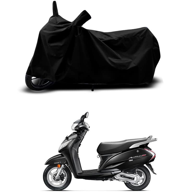 Image of 100% Scratchproof /UV-Rays /Heat Protection /Birds Dropping /Water Resistant /Dust Proof /Waterproof /Bike Scooty Two Wheeler Body Cover Compatible for Honda Activa 125 Old All Varients[Black]