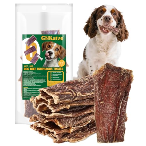 Snack per cani a base di esofago di manzo, snack masticabili naturali e salutari a ingrediente unico per cani, snack masticabili ad alto contenuto proteico e di lunga durata，80G