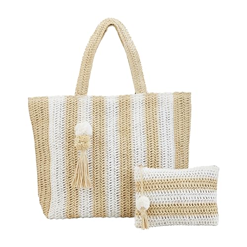 Sac fourre-tout en paille neutre femme tissu léger pour le quotidien