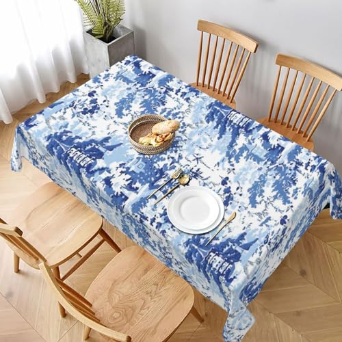 Nappe de table style chinois bleu et blanc lavable 137x183cm - 2