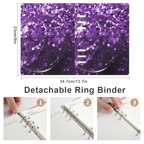 Carnet de notes A5 rechargeable en cuir synthétique pailleté pour le bureau - 2