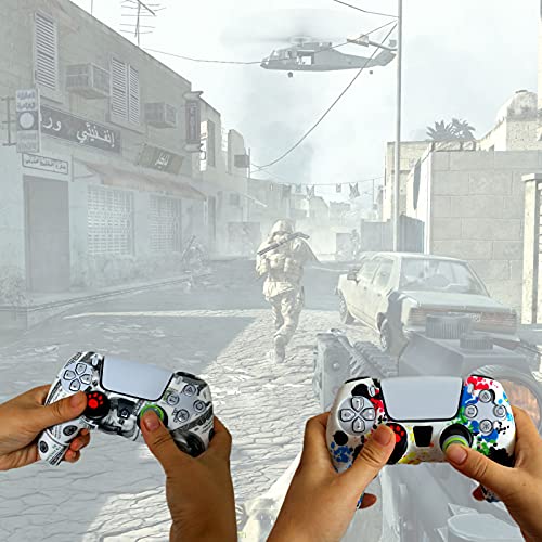 Image of Silicone Skin for Ps5 Controller, 2pcs Anti-Slip Shell Cover Case with 10 Joystick Grips, 2 Pairs L2 R2 for Playsation 5 Controller Wireless Gamepad