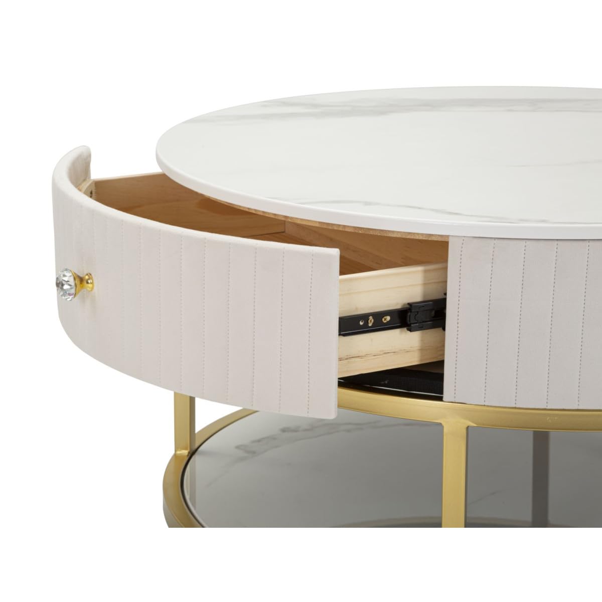 Paris Prix Table Basse Effet Marbre Montpellier 75cm Crème & Or
