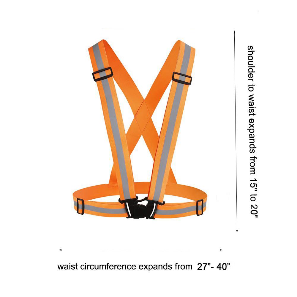 Chiwo Chaleco reflectante para correr, 2 unidades, de alta visibilidad, ajustable de seguridad para ciclismo nocturno, senderismo, correr, caminar con perros, Talla única, Verde naranja