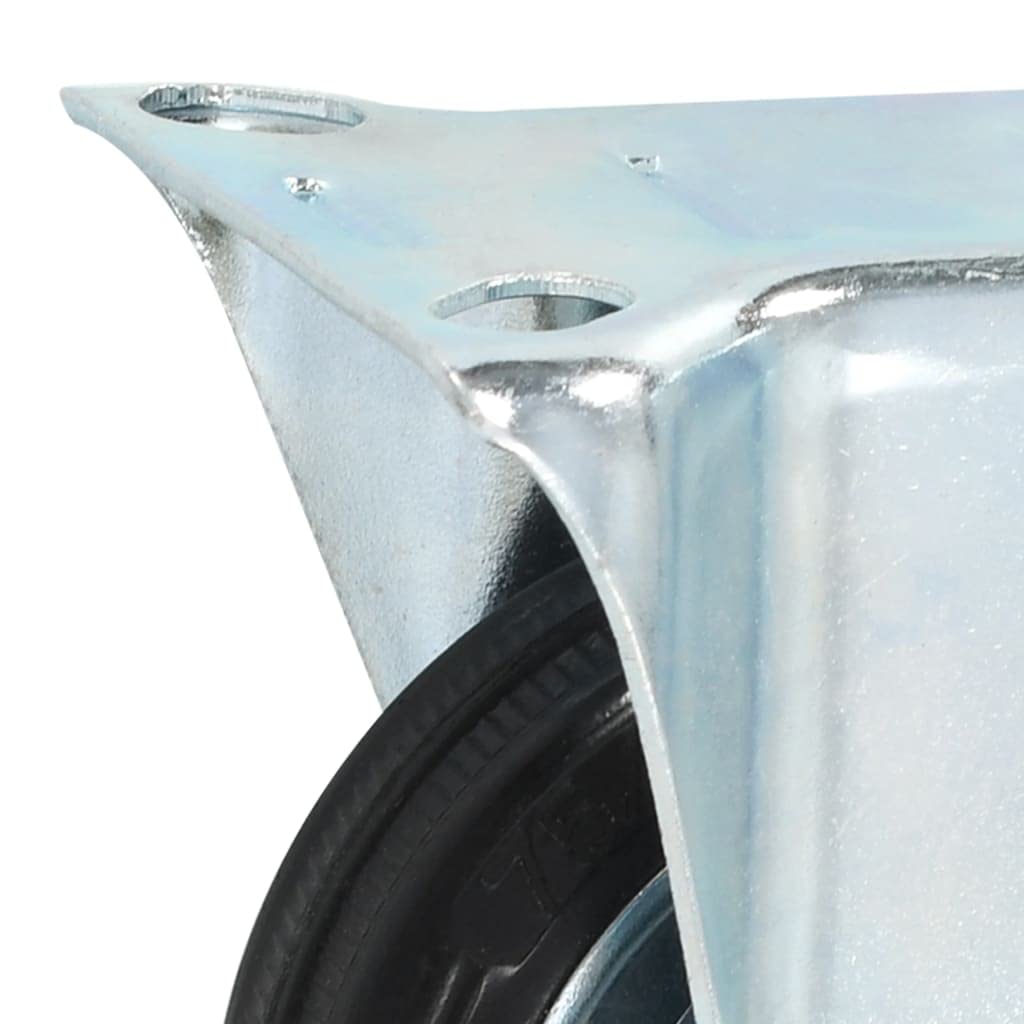 Set di 4 ruote in gomma da 75 mm, 81 x 67 mm, telaio in ferro con rivestimento in zinco, 50 kg per rotolo, per officina, logistica, mobili, carrelli