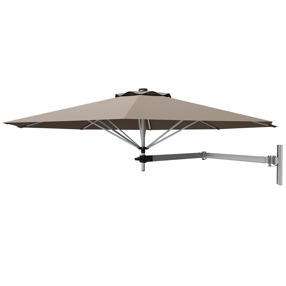 GYMAX Ombrellone da Parete a Braccio, con Testa Inclinabile e Supporto Regolabile, Ombrellone da Esterno con 8 Costole Robuste, per Balcone, Giardino, Cortile