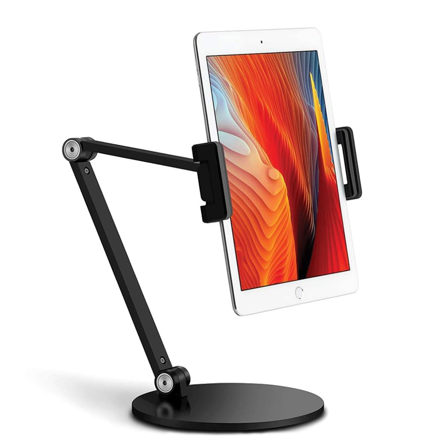 URBAN KINGS Tablet Stand Holder Mount, Rotate 360 Degrees of Flexible, Height and Angle Adjustable, Aluminium Alloy Long Arm Compatible with 4.5-13 Mobile Phone and Tablet (Black) (B09LMJ3VYM) Amazon Price History, Amazon Price Tracker