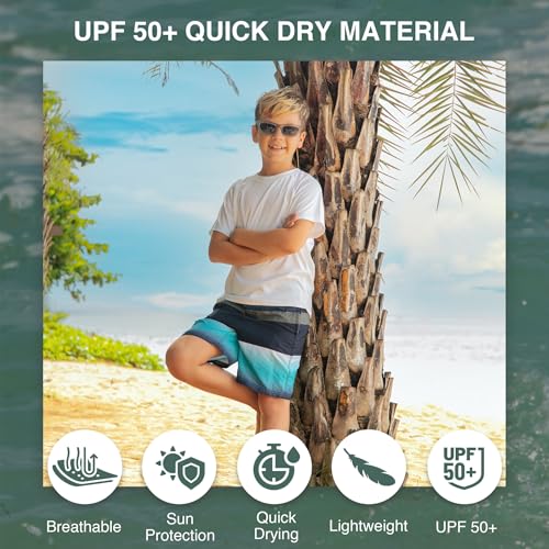 Image of Kanu Surf Boys' Victor Stripe Quick Dry Beach Board Shorts Swim Trunk